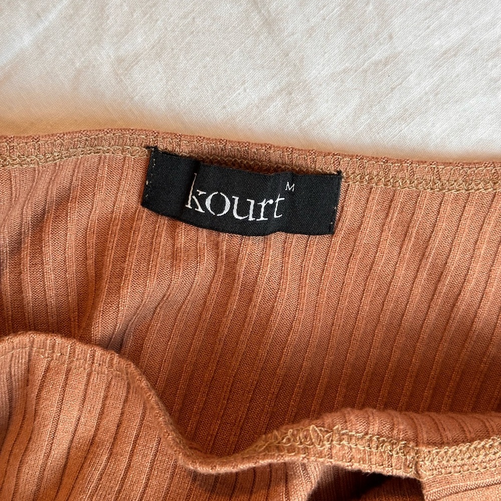 Brown Ribbed Tank Top - Sasha Top in Camel by Few Moda - Picture 9 of 9